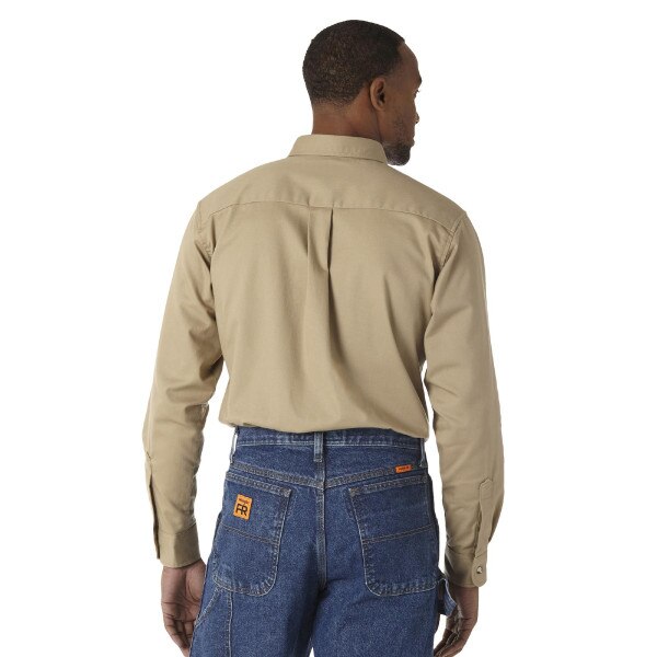 Wrangler Button Down FR Work Shirt in Khaki